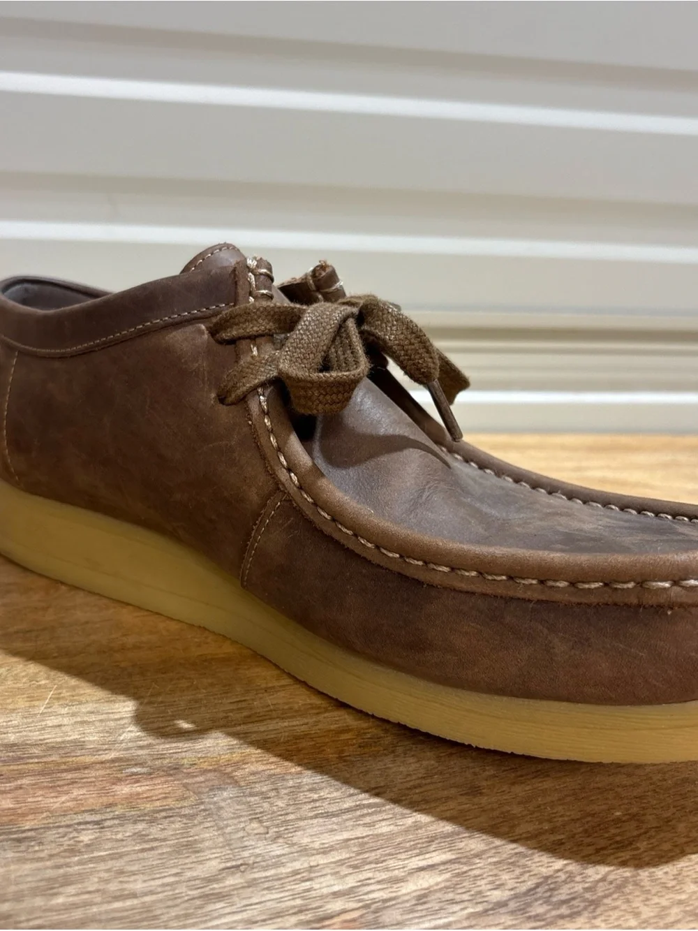 Clarks Stinson Low Leather Moccasins Mens Size 9 Brown Beeswax Shoes Chukka Boot